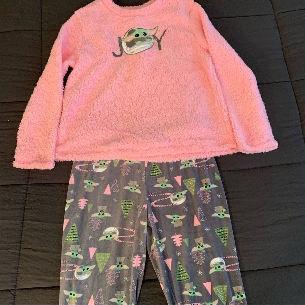 Baby yoda pajama set pink sherpa